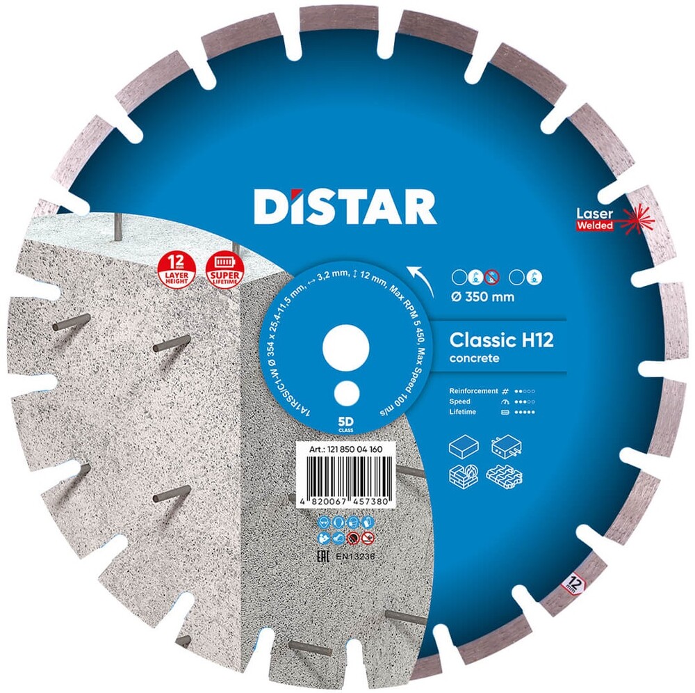 

Алмазный диск Distar 1A1RSS/C1-W 354x3,2/2,2x12x25,4-21 F4 Classic H12 (12185004160)