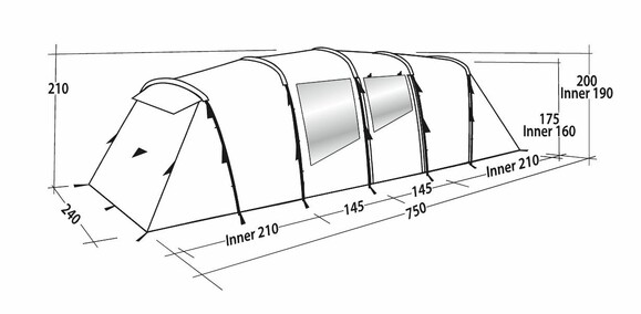 Палатка восьмиместная Easy Camp Huntsville Twin 800 Green/Grey, 120410 (929580) изображение 9