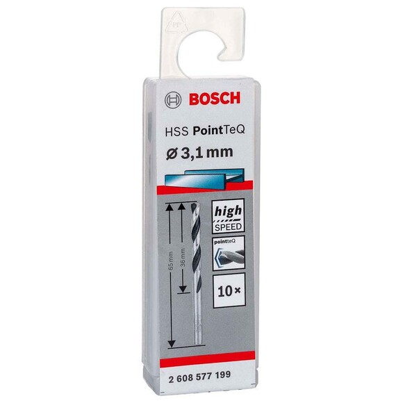 Свердло по металу Bosch PointTeQ HSS 3.1х65 мм, 10 шт. (2608577199) фото 2