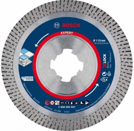 

Алмазный диск Bosch X-LOCK Hard Ceramic 115x22.23x1.6x10 мм (2608900657)