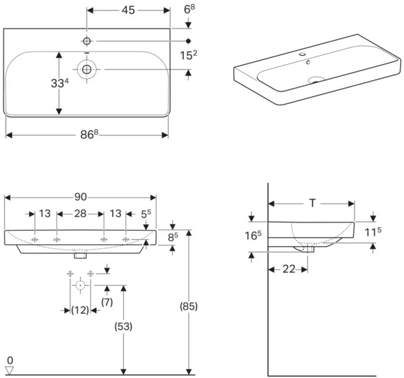 Умывальник GEBERIT Smyle Square (500.251.01.1) изображение 2