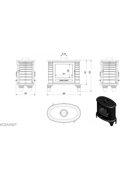 Чугунная печь Kratki KOZA K8 (KOZA/K8/T) изображение 4