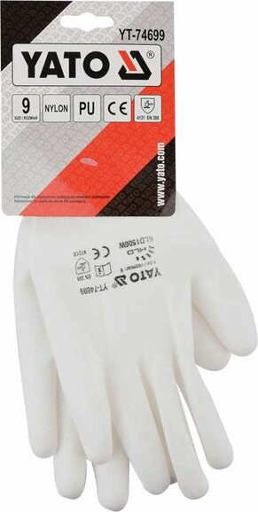 Перчатки Yato YT-74699 размер 9 "Белые" изображение 3