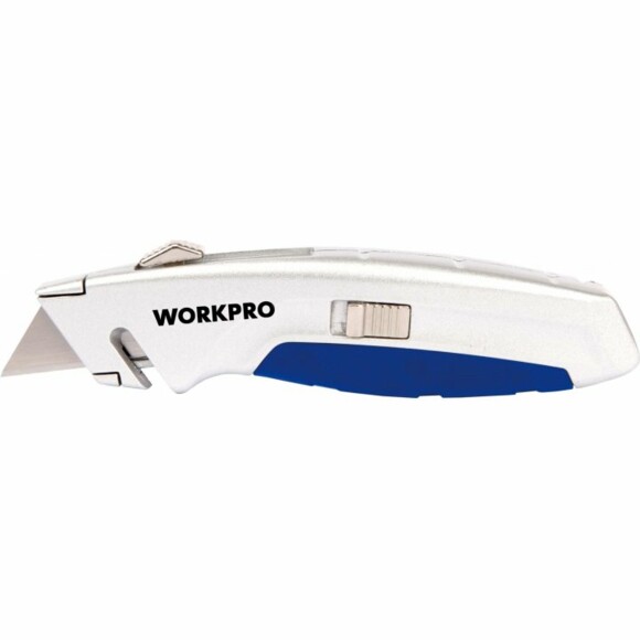 Нож строительный Workpro с выдвижным трапециевидным лезвием (W013010)