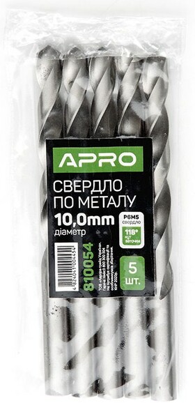 Сверло по металлу APRO P6M5 10.0 мм (810054) изображение 3