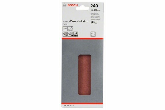 Шлифлист Bosch Expert for Wood and Paint C430, 93x230 мм, K240, 10 шт. (2608605315) изображение 2