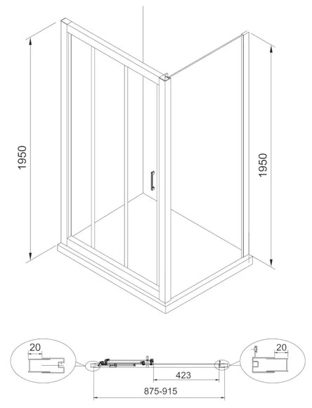 Душевые двери EGER Lexo 90х195 см (599-809/1) изображение 6