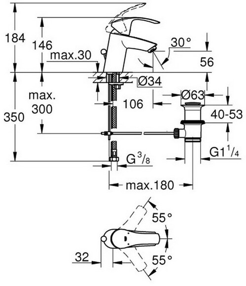 Смеситель для раковины Grohe Eurosmart (33265002) изображение 2