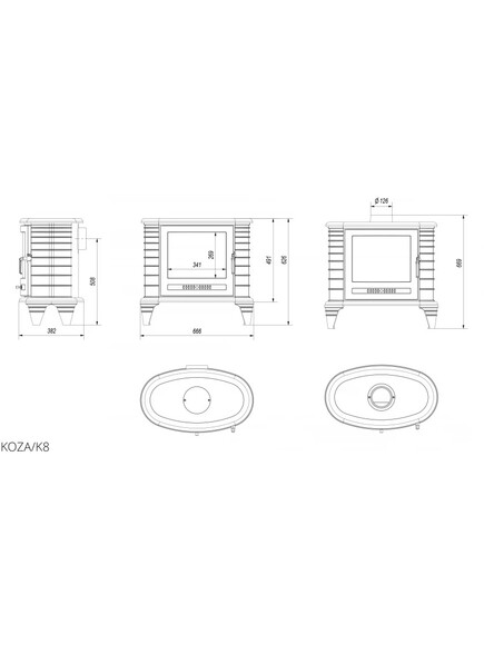 Чугунная печь Kratki KOZA K8 TURBOFAN (KOZA/K8/TF) изображение 3