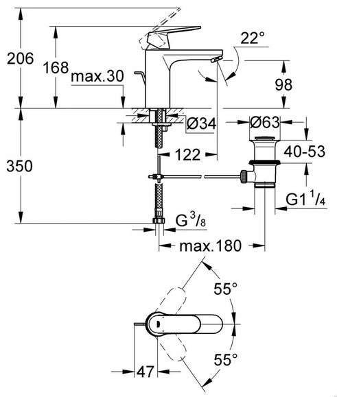 Смеситель для раковины Grohe Eurosmart Cosmopolitan (23325000) изображение 2