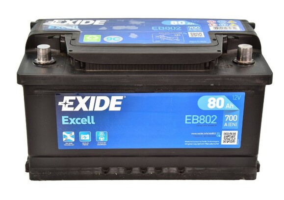 Аккумулятор EXIDE EB802 Excell, 80Ah/700A изображение 3