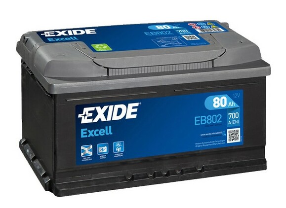 Аккумулятор EXIDE EB802 Excell, 80Ah/700A