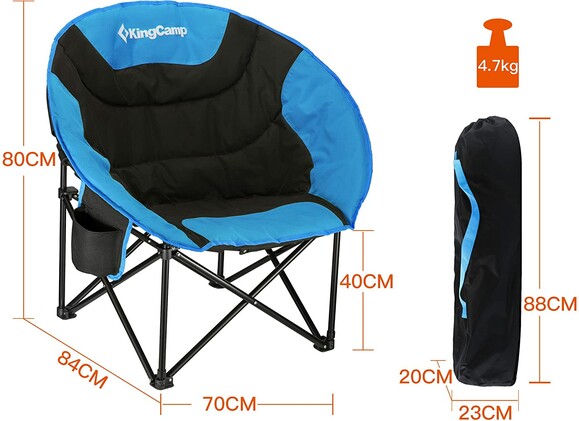 Раскладное кресло KingCamp Moon Leisure Chair Black/Blue (KC3816 Black/Blue) изображение 7