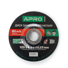 Диск зачисний по металу APRO 125х6х22, 22 мм (5 шт в пач) (829015)