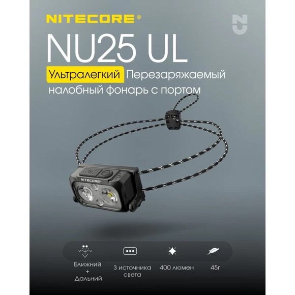 Налобний ліхтар Nitecore NU25 UL NEW2 (6-1288-bl_new_ul) фото 4