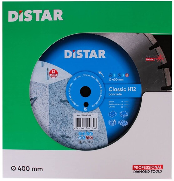 Алмазный диск Distar 1A1RSS/C1-W 404x3,5/2,5x12x25,4-24 F4 Classic H12 (12185004121) изображение 4