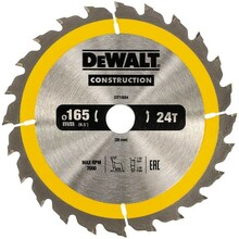 Диск пильний DeWALT CONSTRUCTION DT1934, 165х20 мм, 24z