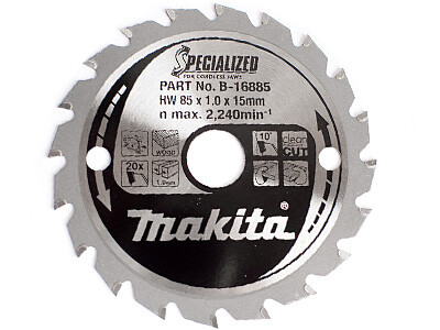 

Пильный диск Makita Specialized по дереву 85x15 мм 20T (B-16885)