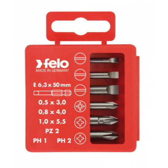 Набір біт Felo 50мм 0.5х3.0/0.8х4.0/1.0х5.5/PZ2/PH1/PH2 6 шт (03092516)