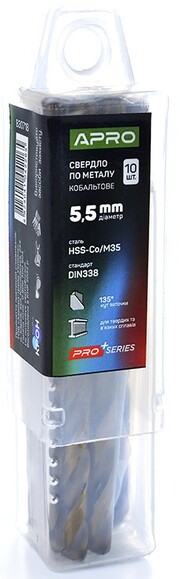 Сверло по металлу кобальтовое APRO HSS-Co/M35 5.5 мм, 10 шт. (830718)  изображение 3