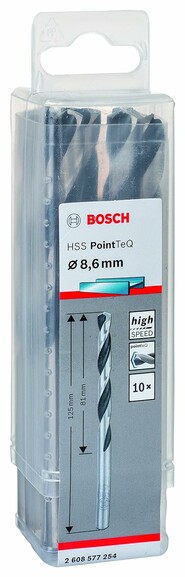 Сверло по металлу Bosch PointTeQ HSS 8.6х125 мм, 10 шт. (2608577254) изображение 2
