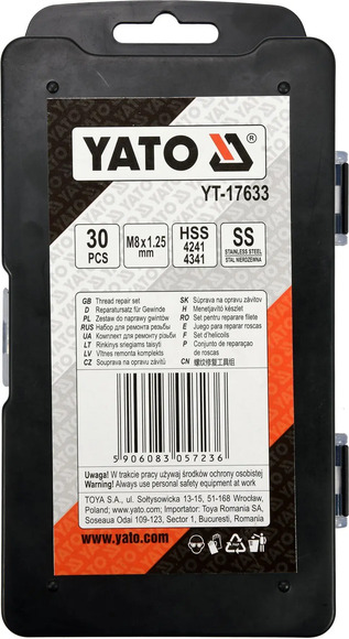 Принадлежности для восстановления внутренней резьбы Yato М8x1.25 мм (YT-17633) изображение 3