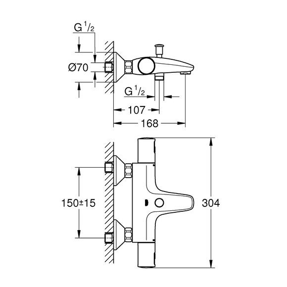 Змішувач термостатичний для ванни Grohe QuickFix Precision Start (345982430) (CV032186) фото 3