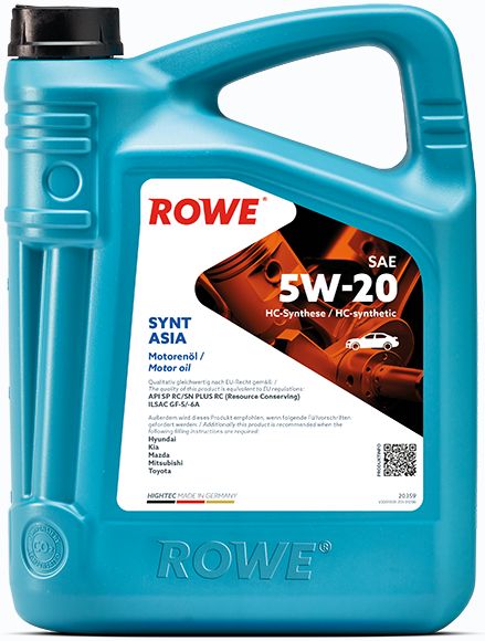 

Моторное масло ROWE HighTec Synt Asia SAE 5W-20, 5 л (20359-0050-99)