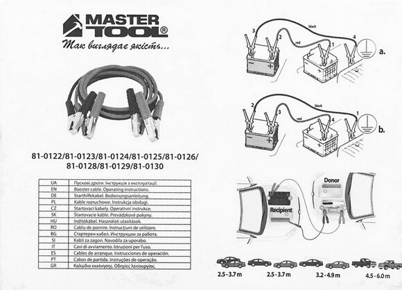 Провода пусковые MASTERTOOL, 800А, 12V/24V, 6 м, до -40 °C (81-0130) изображение 3