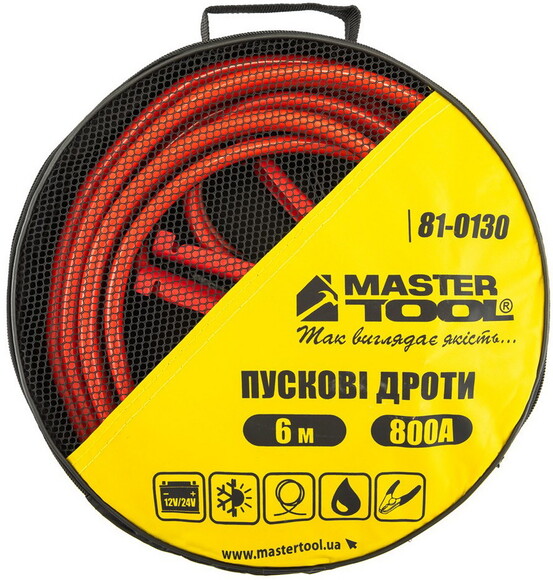 Провода пусковые MASTERTOOL, 800А, 12V/24V, 6 м, до -40 °C (81-0130) изображение 4