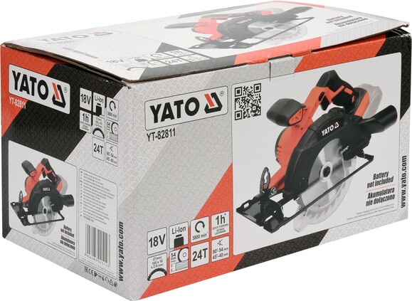 Пила дисковая аккумуляторная Yato YT-82811 (без аккумулятора и ЗУ) изображение 3
