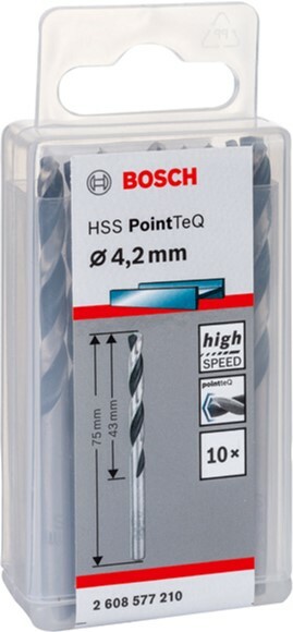 

Набор сверл Bosch 10 HSS PointTeQ 4.2 мм, 10 шт (2608577210)