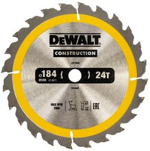 Диск пильний DeWALT CONSTRUCTION DT1939, 184х16 мм, 24z