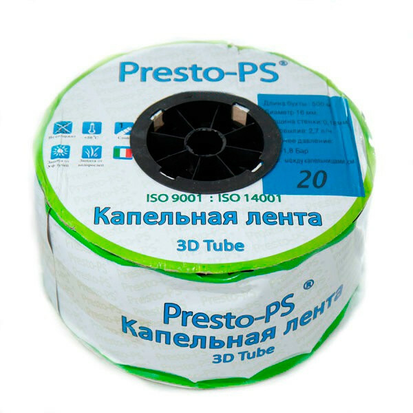 

Эмитерная капельная лента PRESTO-PS 3D-15-1000 3D Tube 0,15 (2,7л/ч) (15см) 1000м