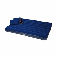 Двоспальний надувний матрац Intex 152х203x22см Classic Downy + ручний насос і 2 надувні подушки (68765)