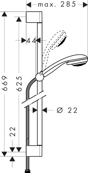 Душевой набор HANSGROHE Crometta 85 Vario, со штангой (27763000) изображение 2