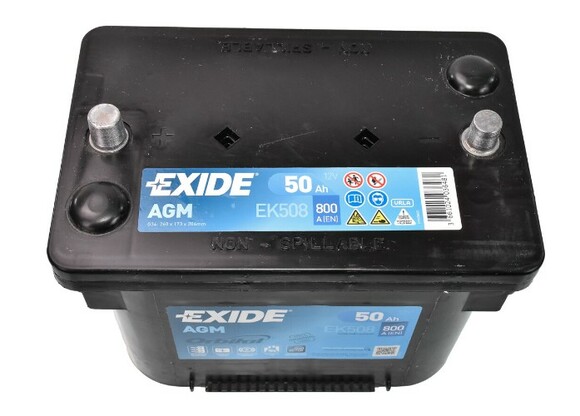Акумулятор EXIDE EK508 (Start-Stop AGM), 50Ah/800A  фото 2