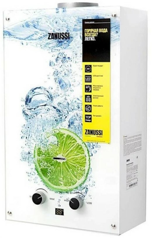 

Газовый проточный водонагреватель Zanussi GWH 10 Fonte Glass Lime