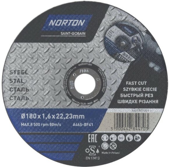 Диск відрізний по металу Norton 180х22.2 мм (66253371201)
