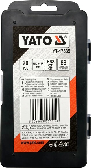 Набор для ремонта резьбы 30 шт. Yato (YT-17635) изображение 3
