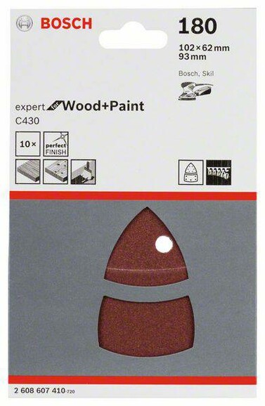 Шліфлист Bosch Expert for Wood and Paint C430, K180, 102x62.93 мм (2608607410) фото 2