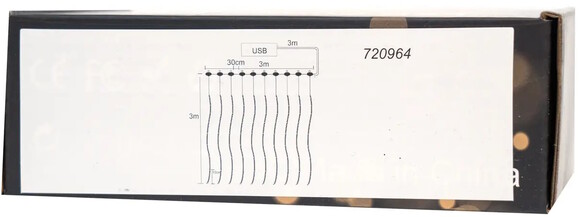 Светодиодная гирлянда-занавес Devilon, 3х3 м, 300 л, 8 режимов, теплый белый, USB, IP20 (720964) изображение 6