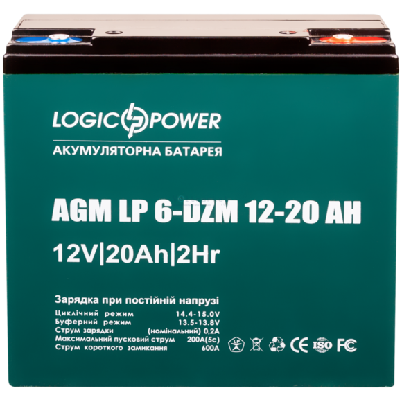 Тяговый свинцево-кислотный аккумулятор Logicpower LP 6-DZM-20 изображение 2