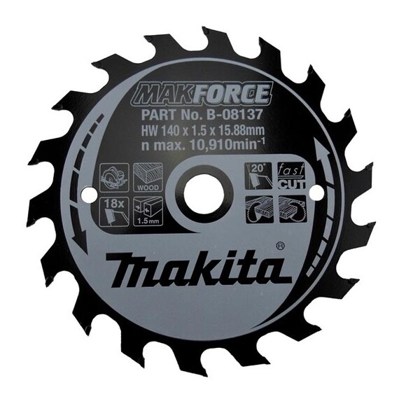 Пильний диск Makita MAKForce по дереву 140x15.88 мм 18Т (B-08137)