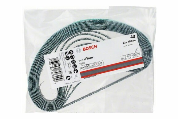 Шліфстрічка Bosch Best for INOX Y580, K40, 13x457 мм, 10 шт. (2608608Y46) фото 2