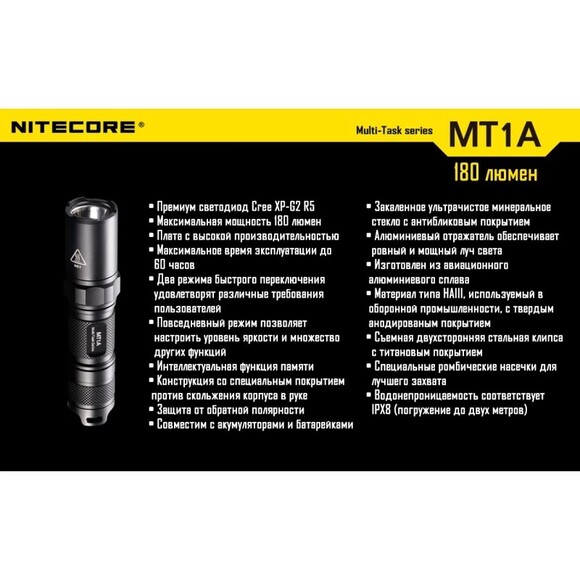 Кишеньковий ліхтар Nitecore MT1A (6-1070) фото 13
