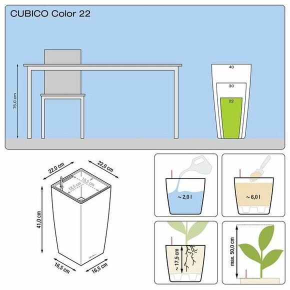 Вазон Lechuza Cubico Color 30/56 (белый) (13130) изображение 6