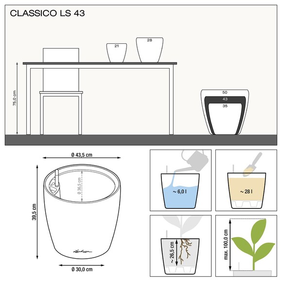 Вазон Lechuza Classico Premium LS 43 (білий) (16080) фото 3