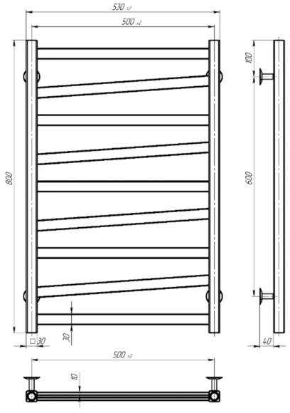 Полотенцесушитель водяной DEVIT Style ST500800 П9 500x800, хром изображение 2