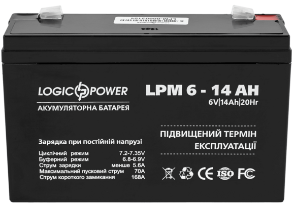 Акумулятор Logicpower AGM LPM 6-14 AH фото 2
